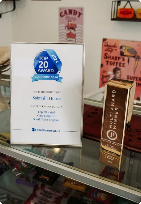 care home awards on display